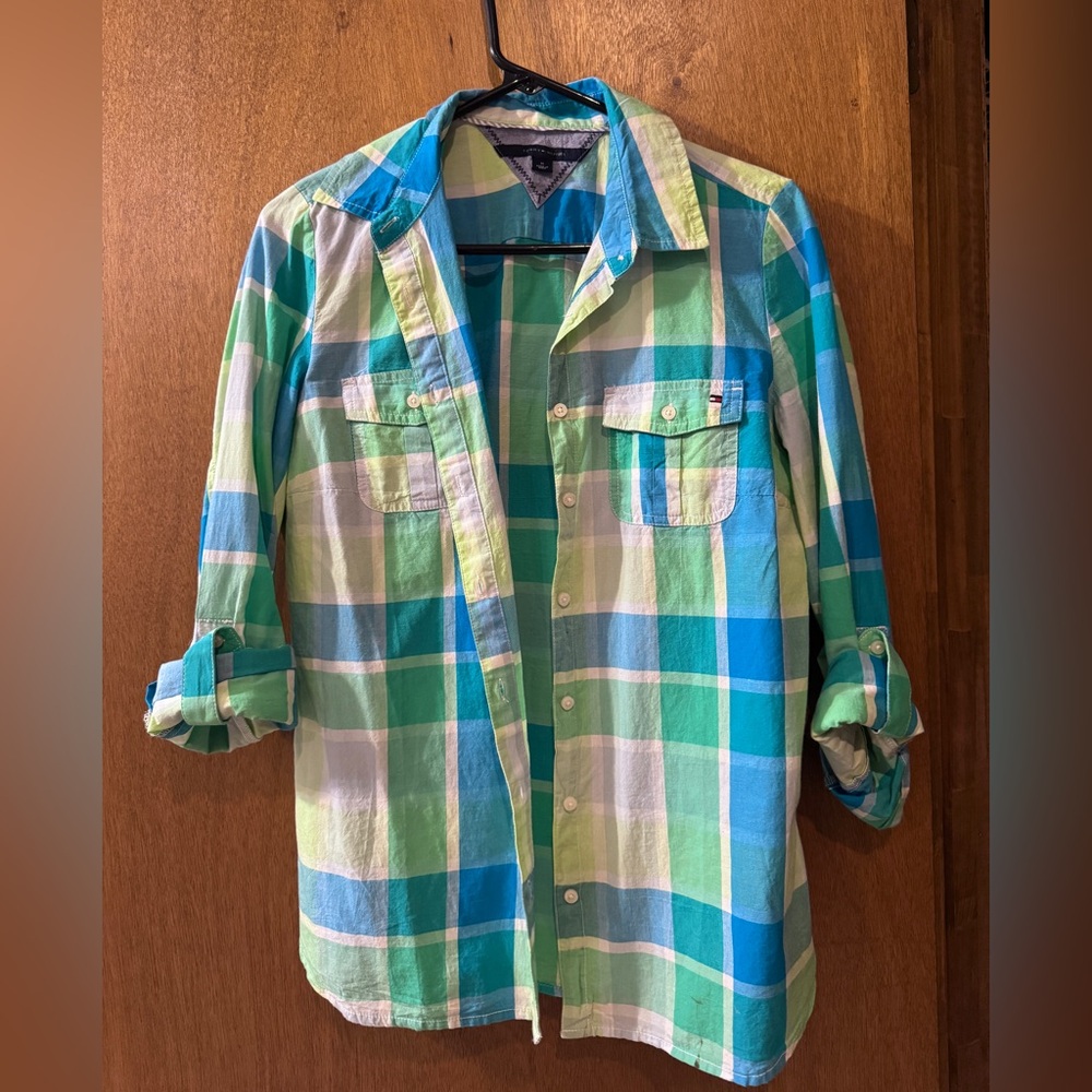 Tommy Hilfiger Blue/Green Plaid Shirt